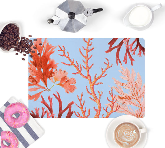 Red Sea Coral Counter Mat, Desk Pad, Sky Blue