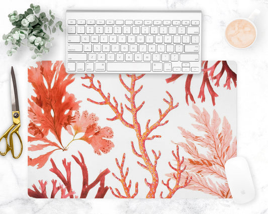 Red Sea Coral Counter Mat, Desk Pad, White