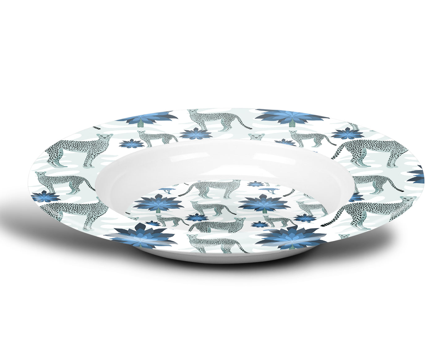 Safari Cheetahs Bowl, Blue, Luxury Plastic, Choose Single or Set
