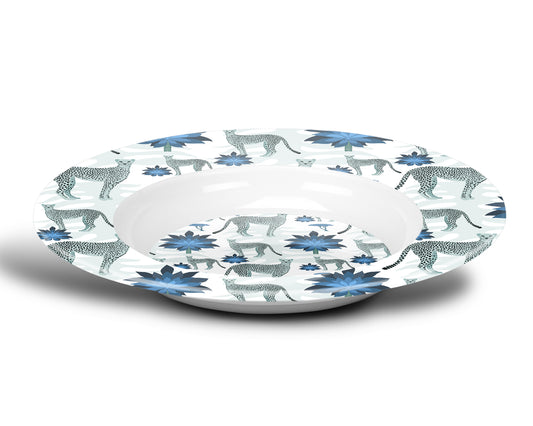 Safari Cheetahs Bowl, Blue, Luxury Plastic, Choose Single or Set