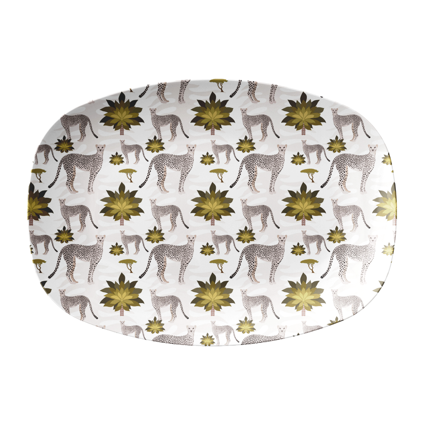 Safari Cheetahs Print Serving Platter, Brown & White