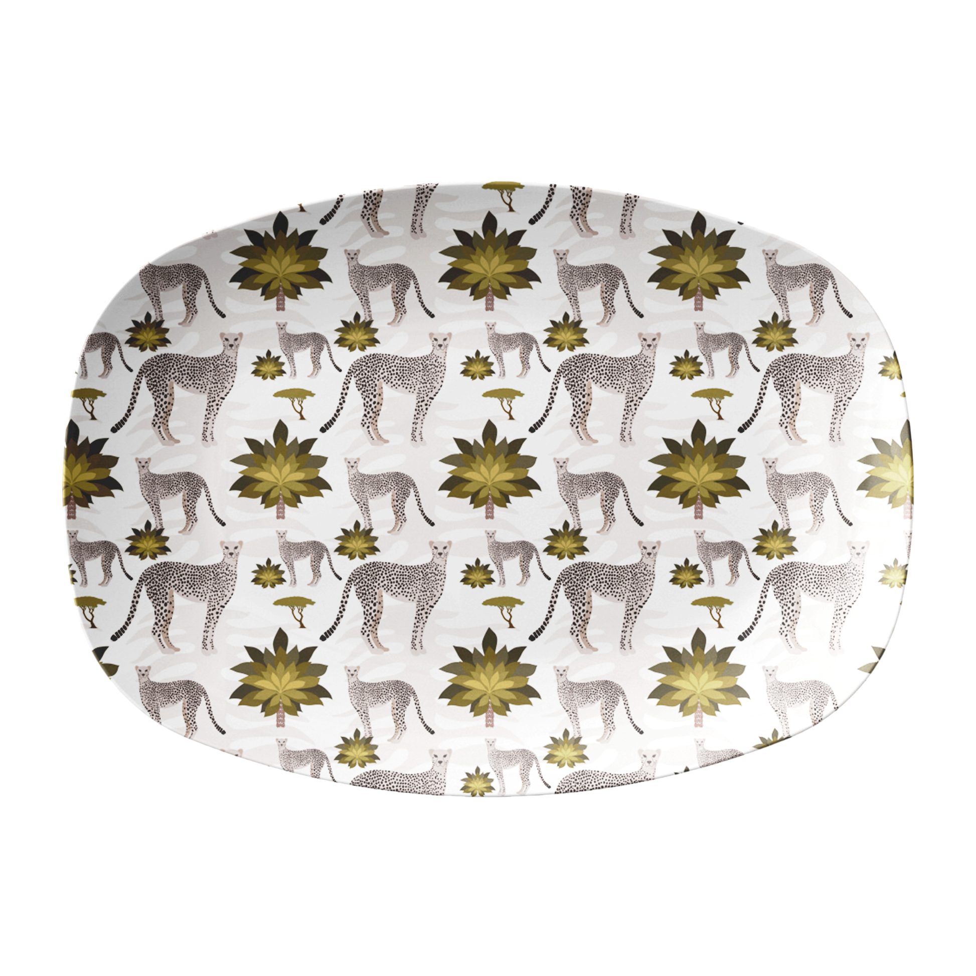Safari Cheetahs Print Serving Platter, Brown & White