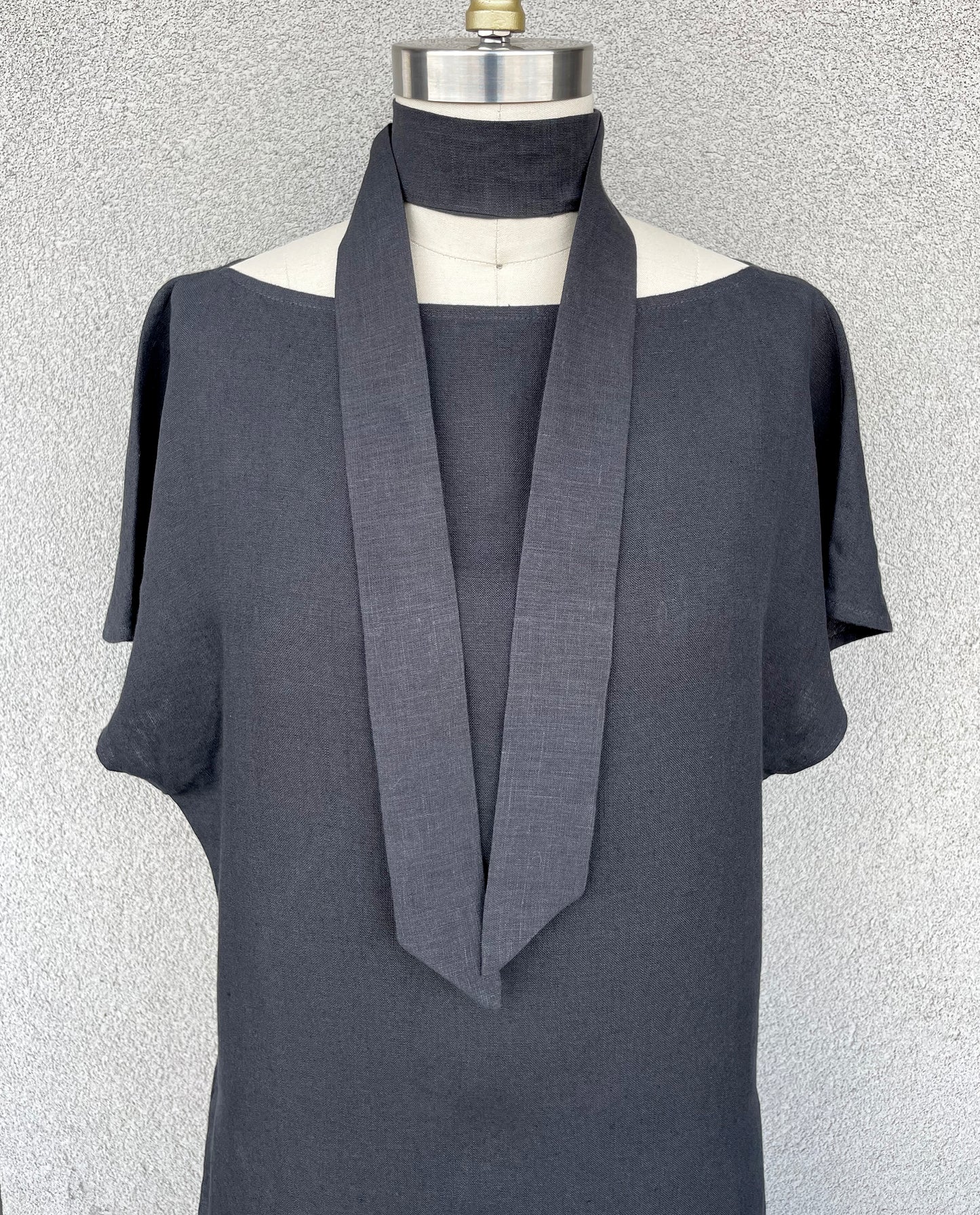 Black Linen Skinny Scarf for Women & Men, Necktie, Bow or Headband, 57" Long x 1.75" Wide