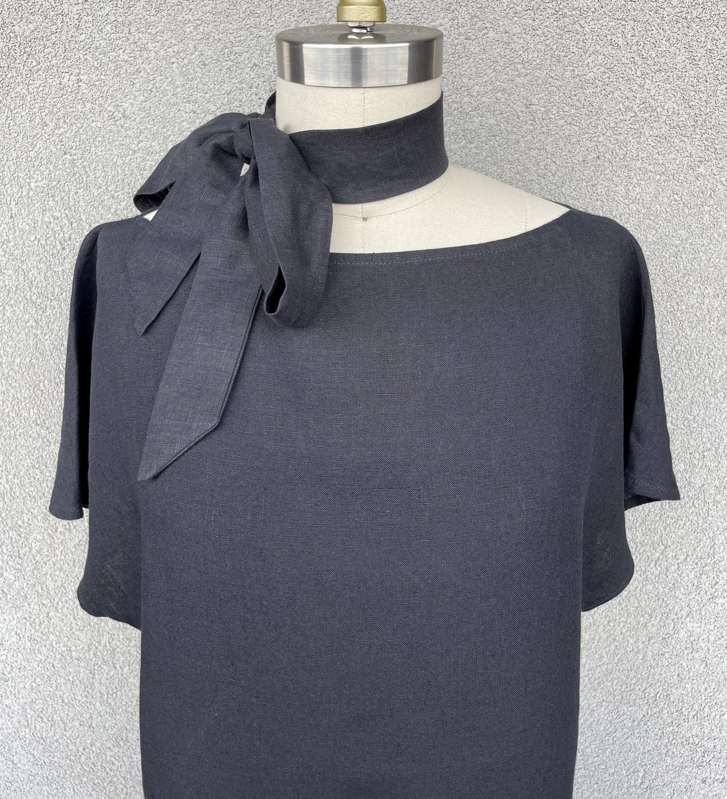 Black Linen Skinny Scarf for Women & Men, Necktie, Bow or Headband, 57" Long x 1.75" Wide