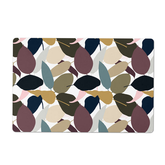 Pet Feeding Mat, Minimalist Leaf Shapes, Rich Earthy Hues