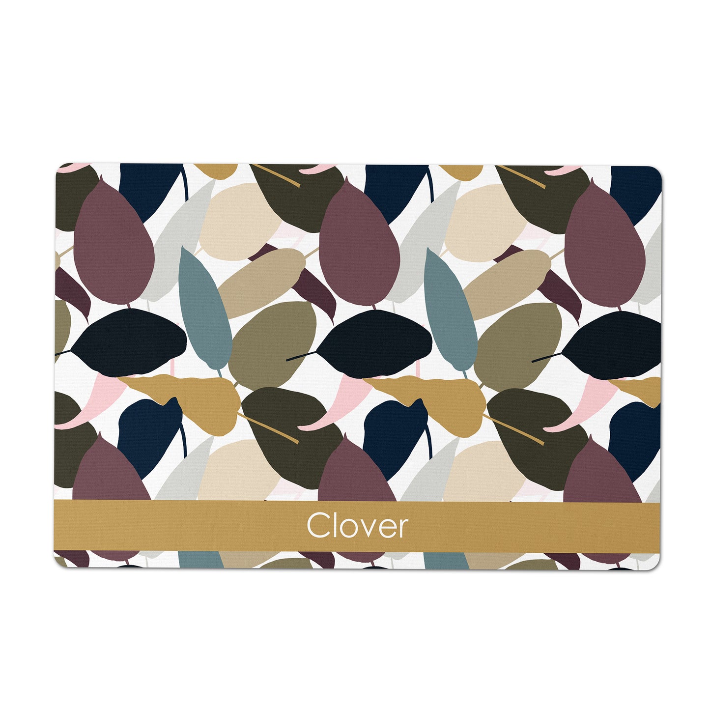 Personalized Pet Bowl Mat, Minimalist Leaf Shapes