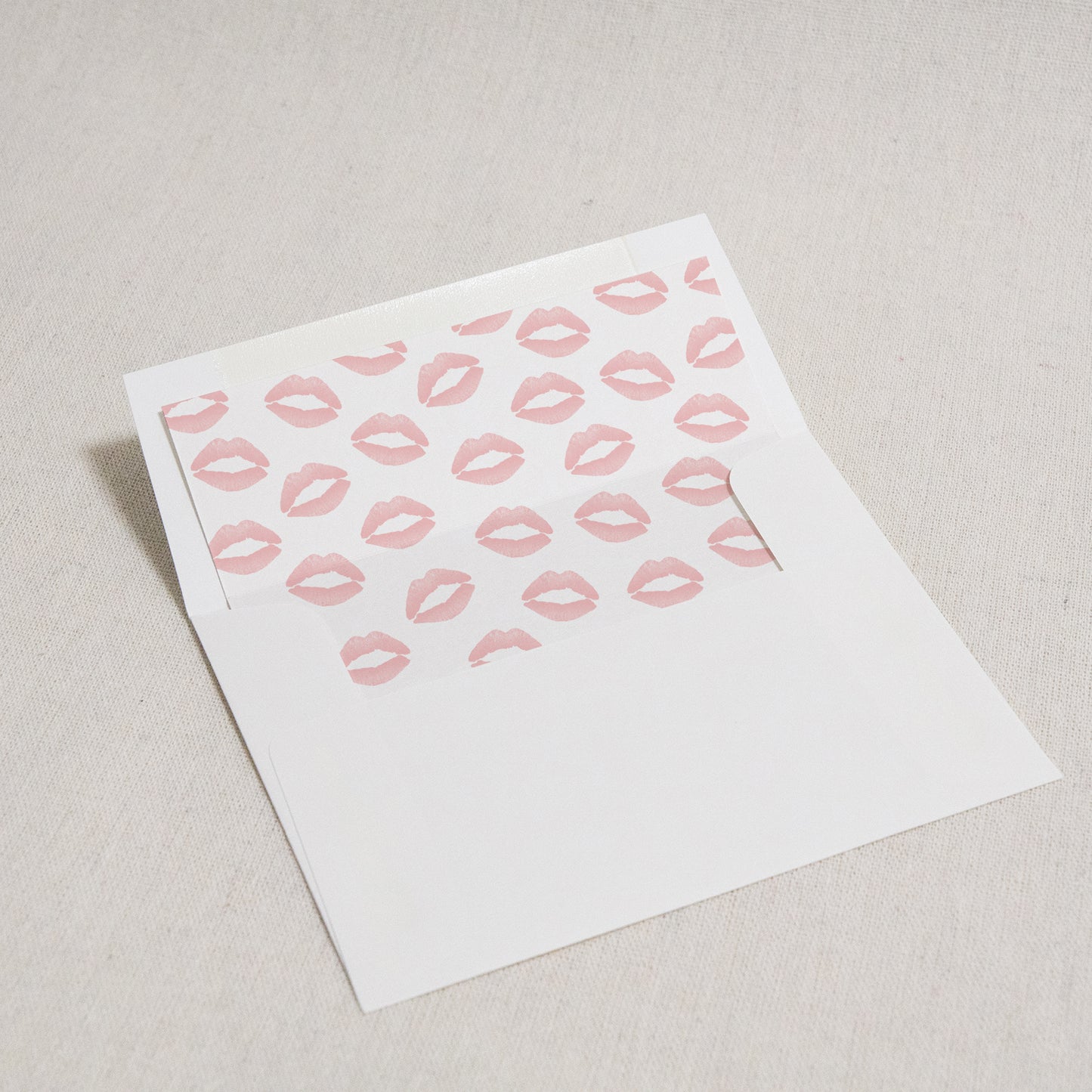 Personalized Lipstick Kiss Print Notecards, Set of 10, Light Pink