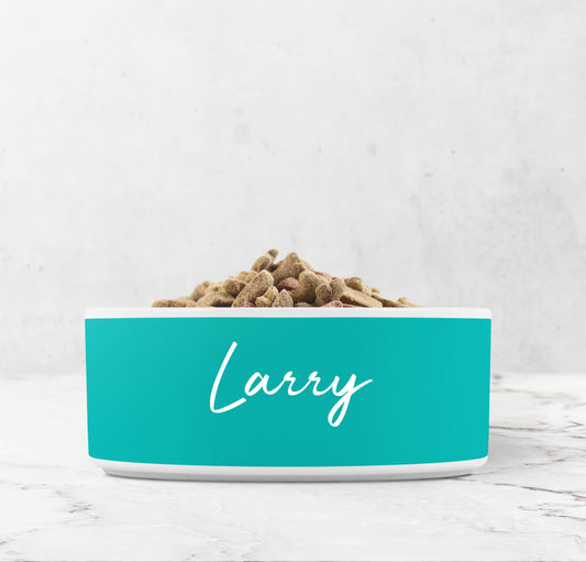 Personalized Ceramic Pet Bowl, Chic Blue