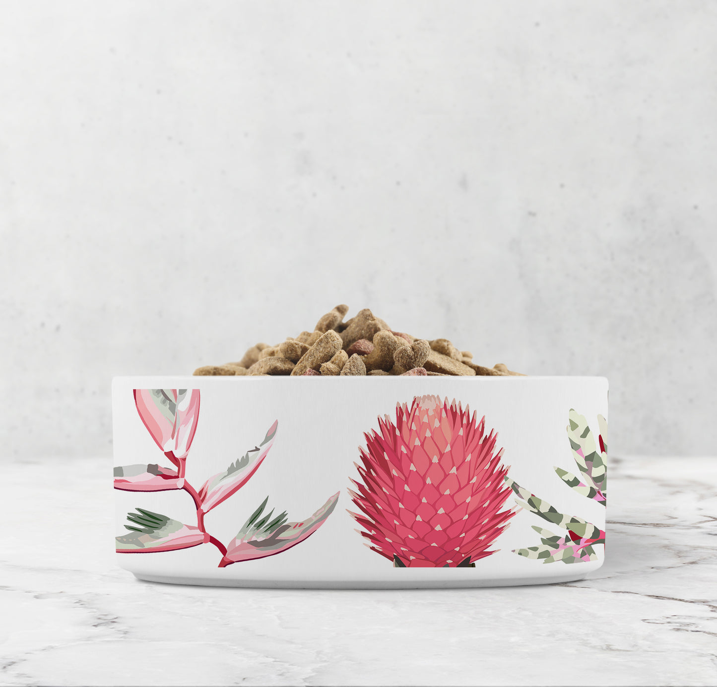 Tropical Pink Flowers Pet Bowl