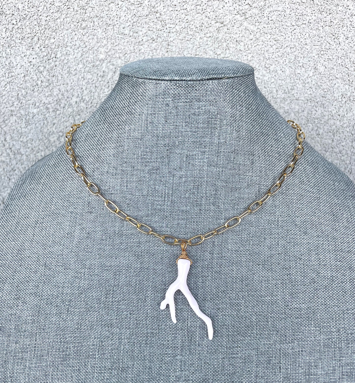 Sea Coral Necklace, Resin Coral Branch Charm Pendant, Black or White