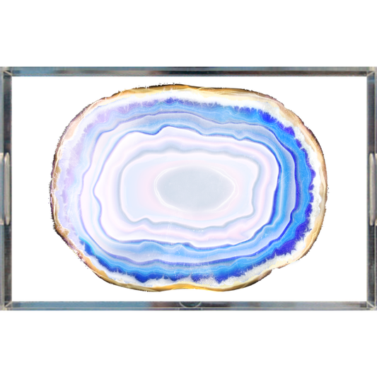 Turquoise Agate Slice Lucite Acrylic Trays