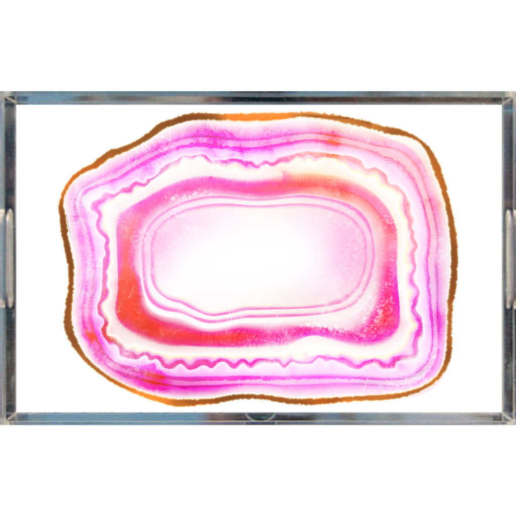 Pink Agate Slice Print Lucite Acrylic Trays, 2 Sizes