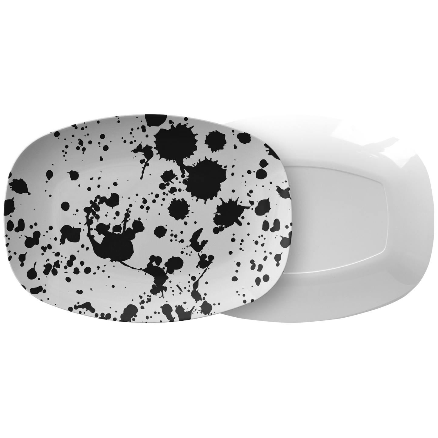 Black & White Paint Splatter Serving Platter, Luxury Plastic