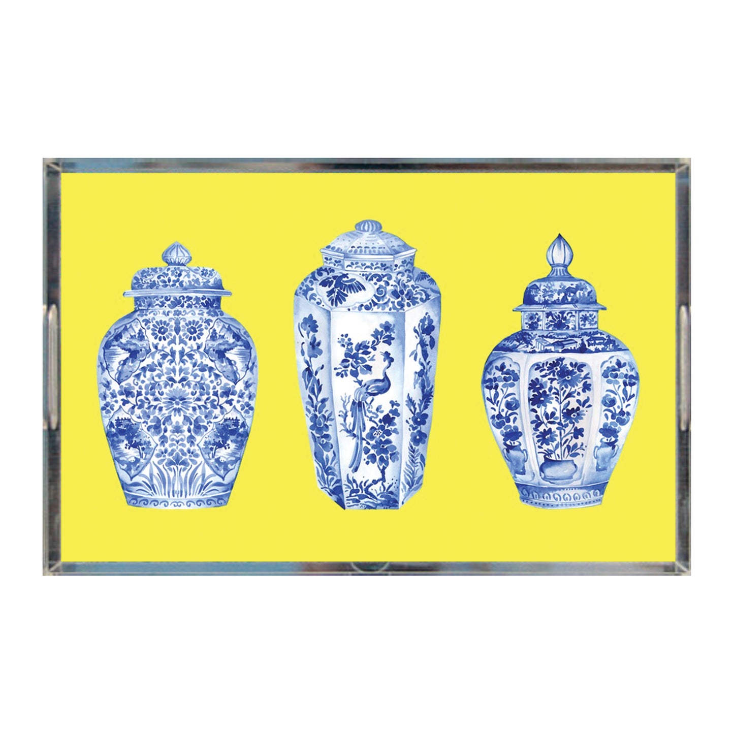 Blue & White Ginger Jars Decorative Tray, Blue, White, Yellow