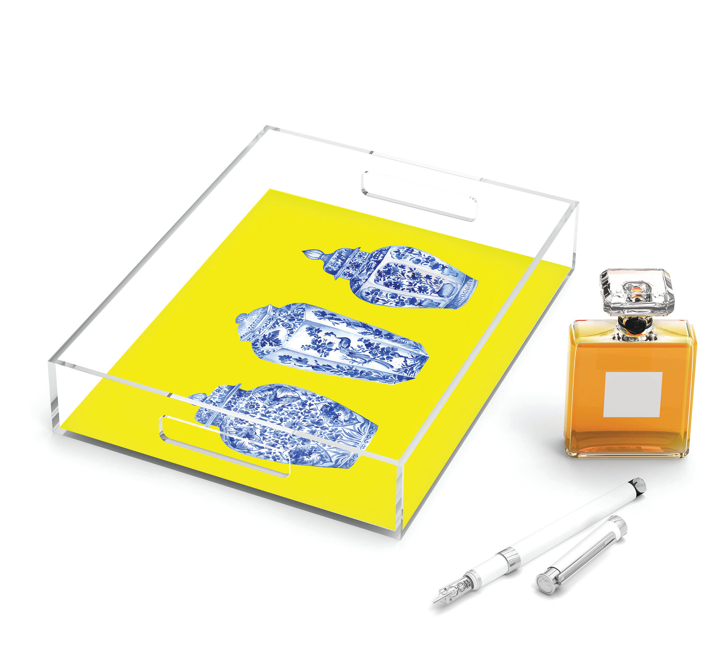 Ginger Jars Acrylic Tray, 8.5 x 11, Yellow, Chinoiserie