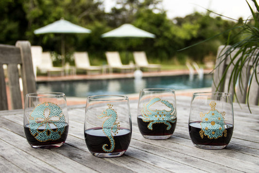 Sea Life Stemless Wine Glasses