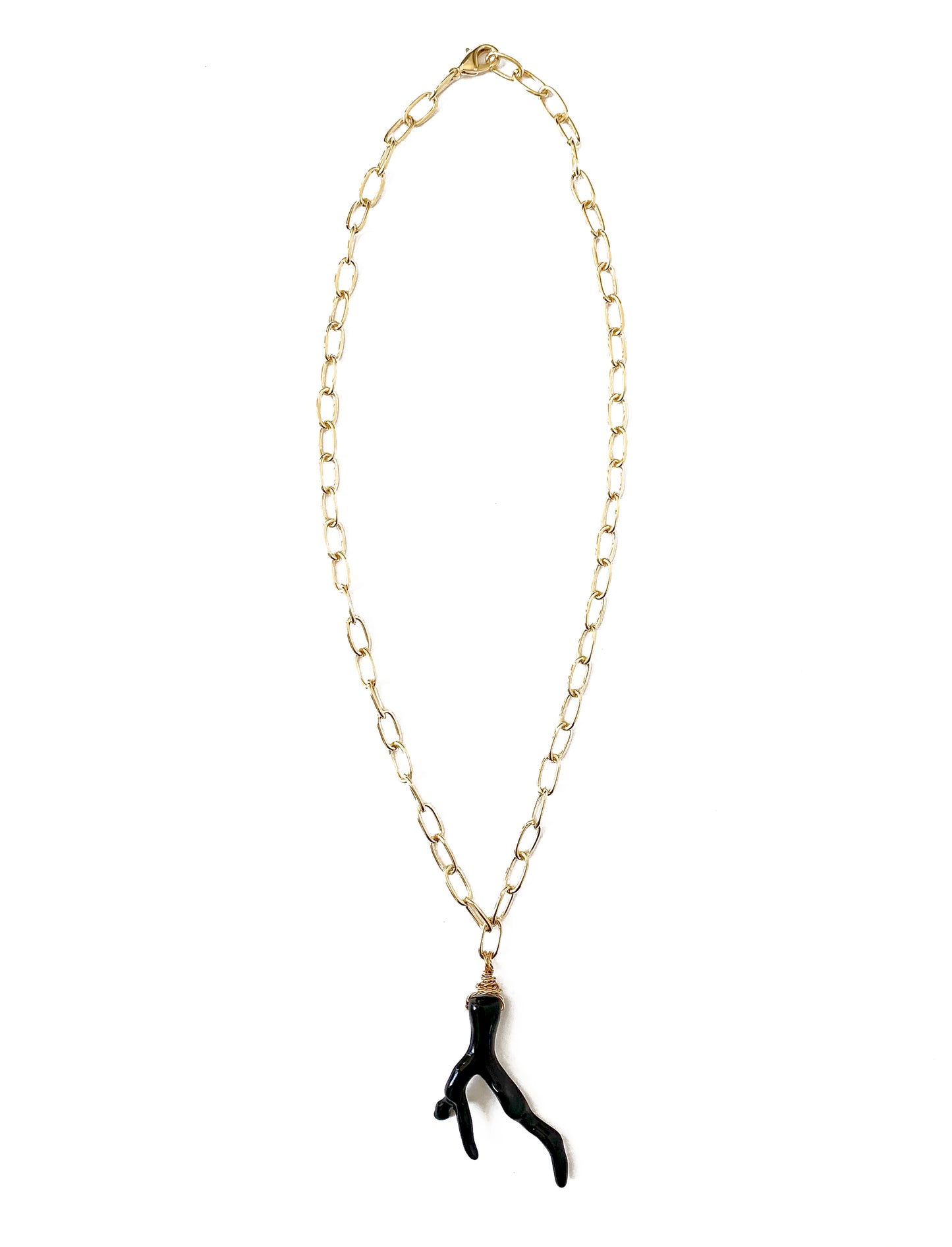 Black Coral Branch Necklace, Amulet Charm Pendant Necklace Handmade Jewelry