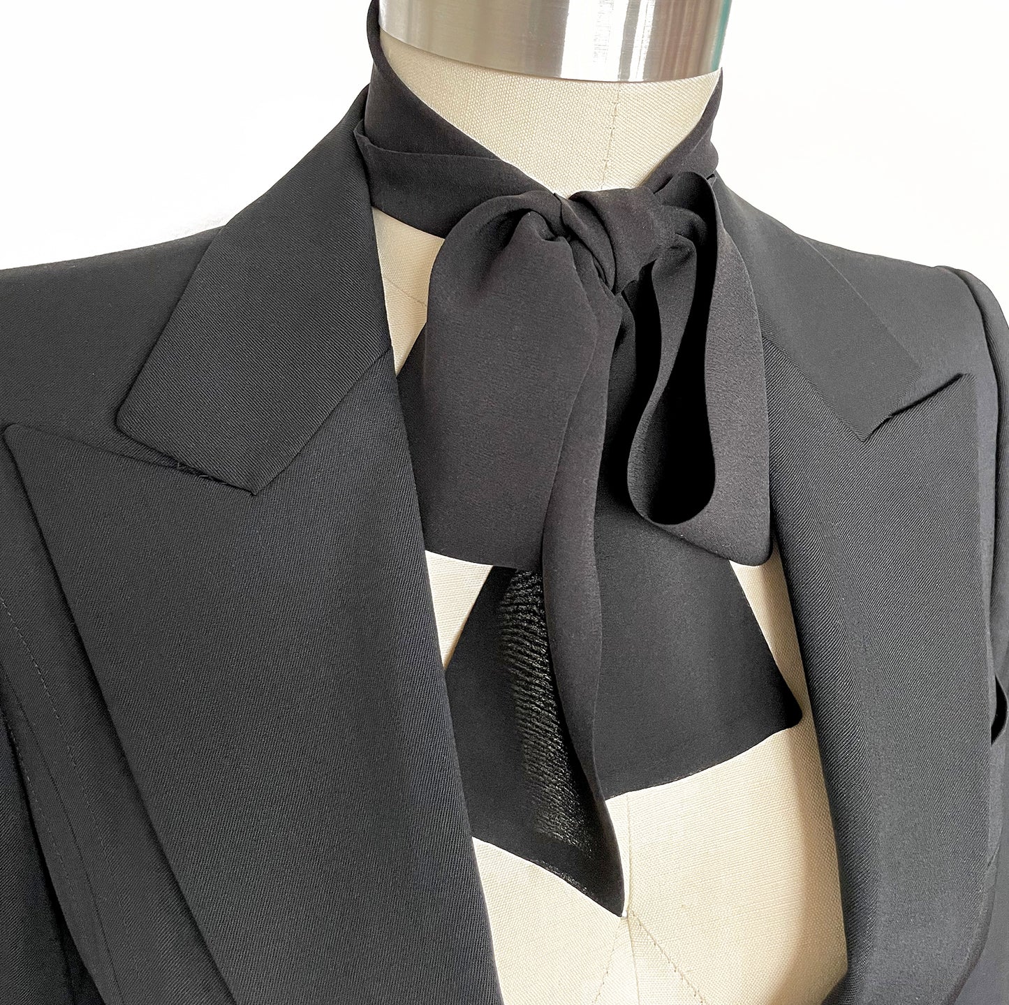Black Silk Skinny Scarf
