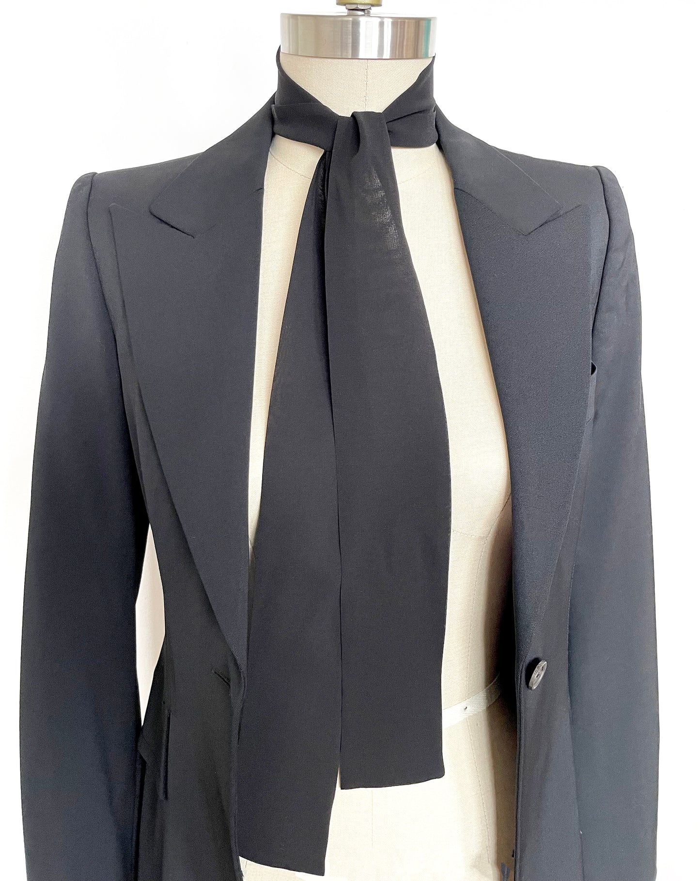 Black Silk Skinny Scarf for Men & Women