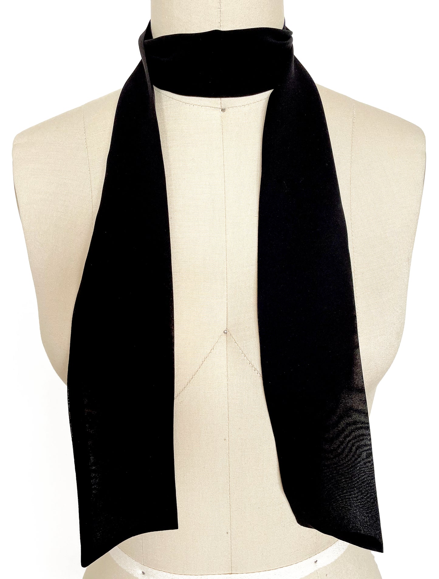 Black Silk Skinny Scarf, Unisex