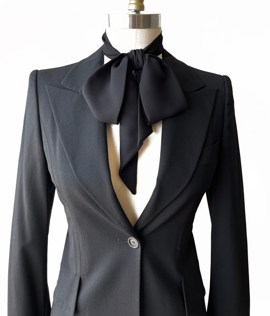 Men's & Women's Skinny Black Scarf Necktie Bow
