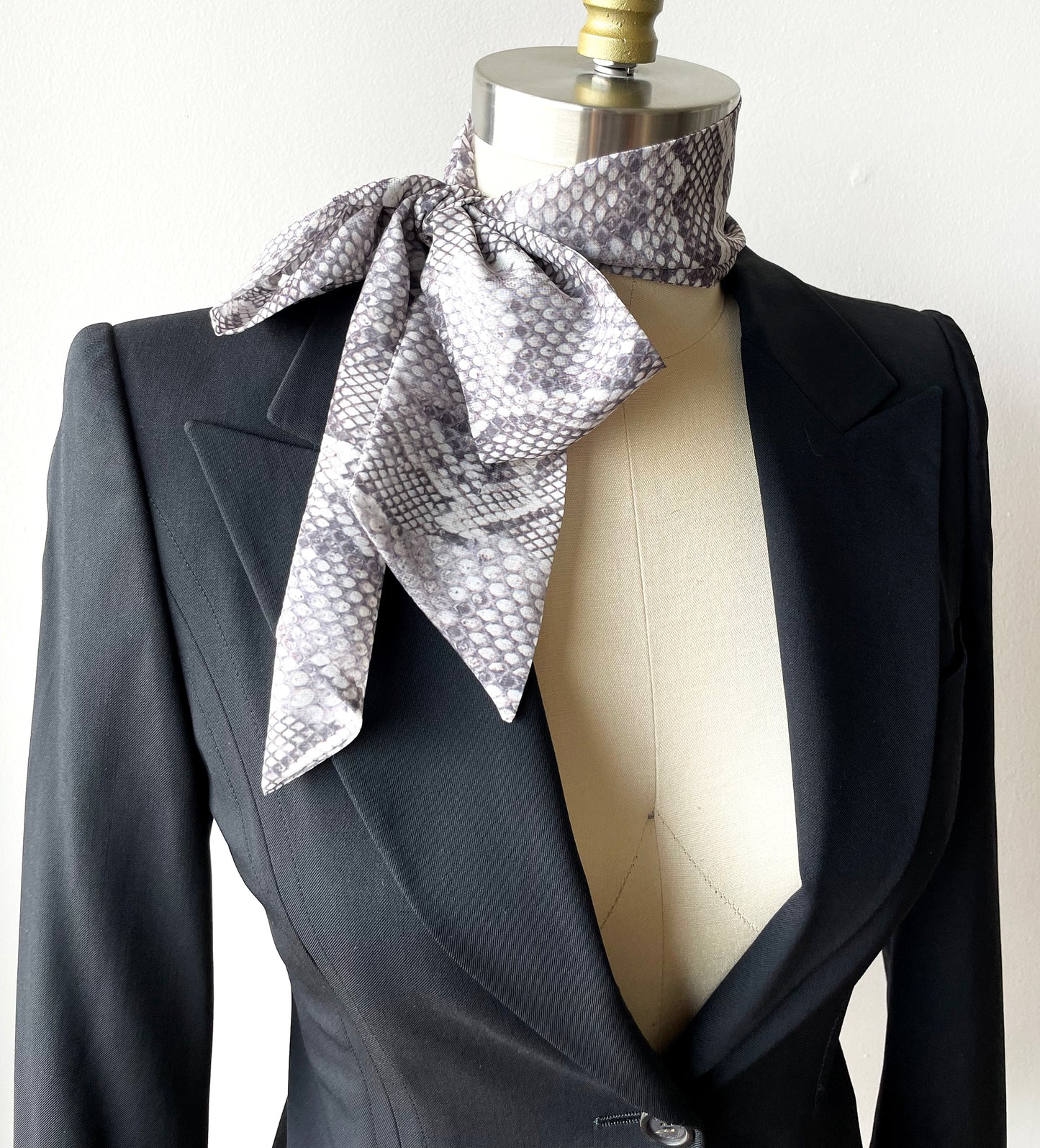 Large Neck Bow Scarf Snakeskin Print