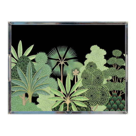 Tropical Acrylic Tray, Mughal Garden, Black, 8.5" X 11"