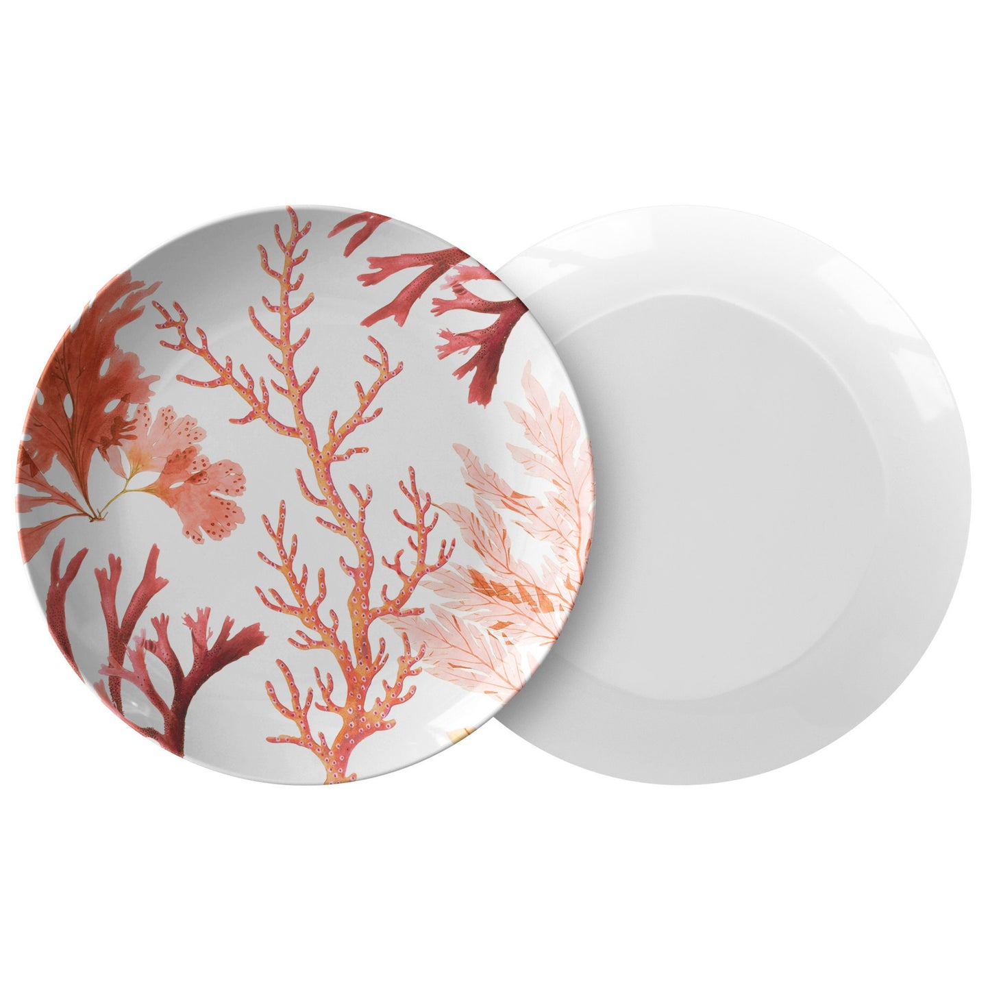 Sea Plant Plate Set White Red Pink Orange
