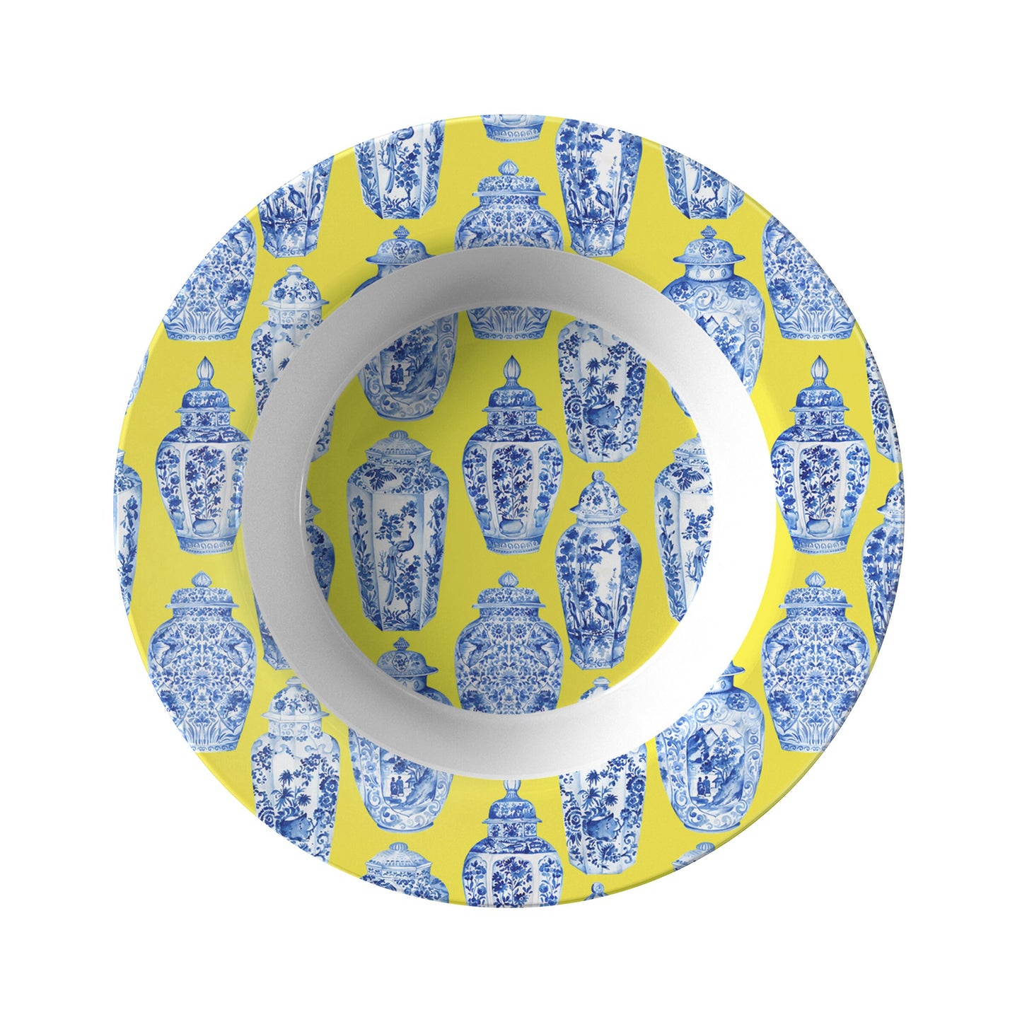 Chinoiserie Ginger Jars print Bowls, Yellow