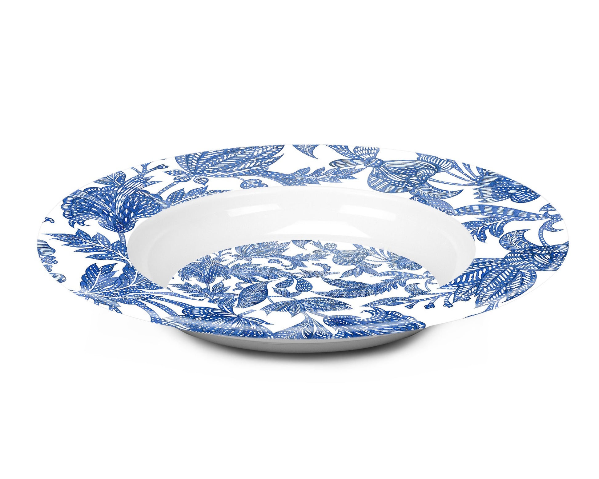 Block Print Inspired Batik Bowl Set, Blue & White