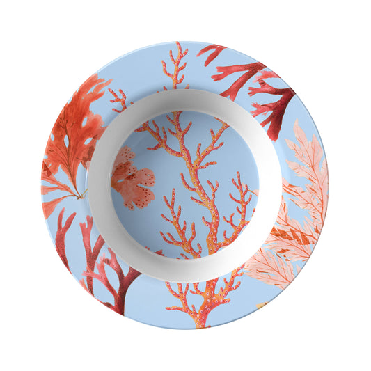 Coastal Coral Reef Rimmed Bowl Set, Blue