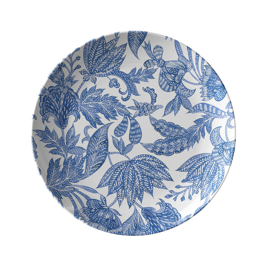 Botanical Plates, Blue & White Floral Batik Plate Set, Plastic
