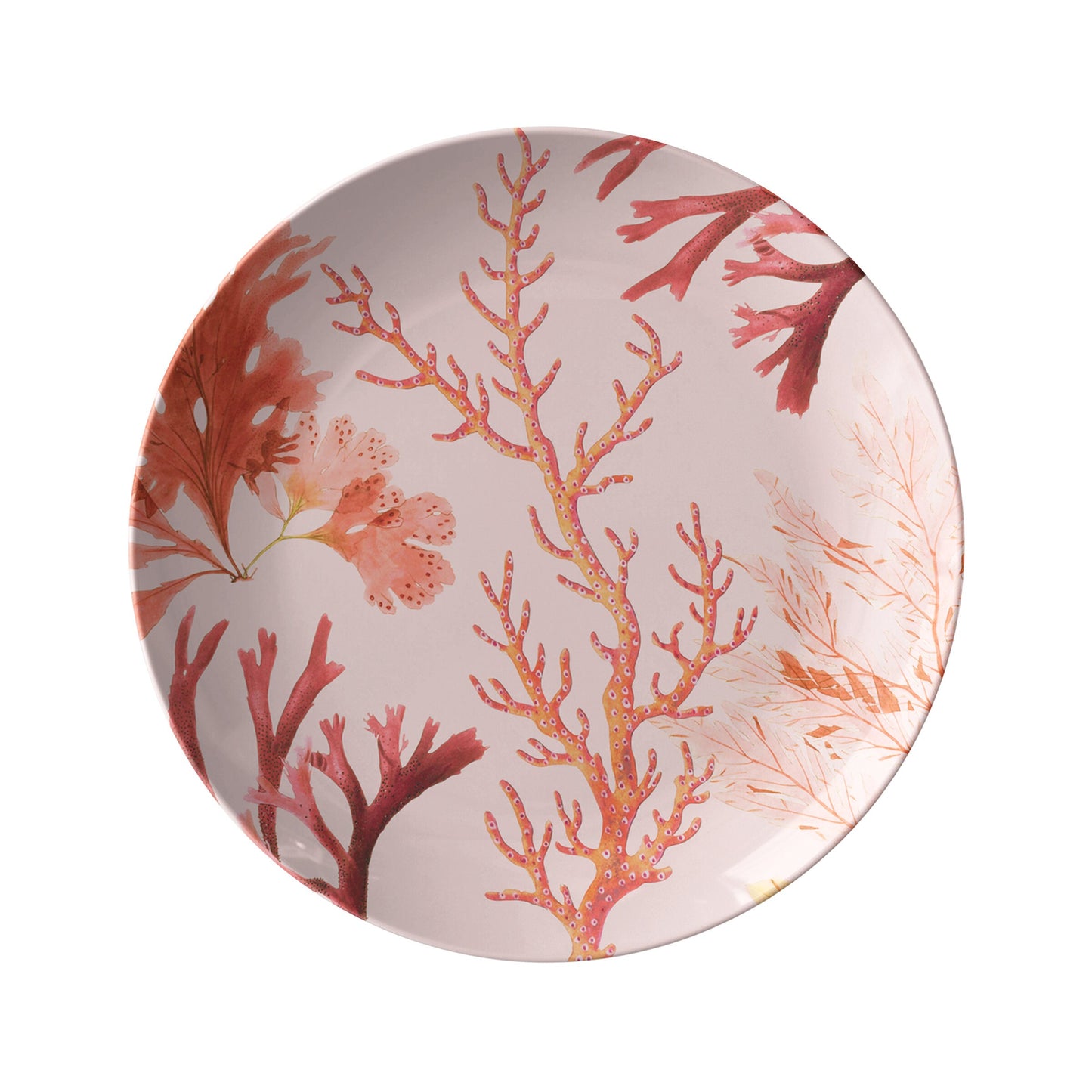 Ocean Coral Nautical Dinner Plate, Pink Red Orange
