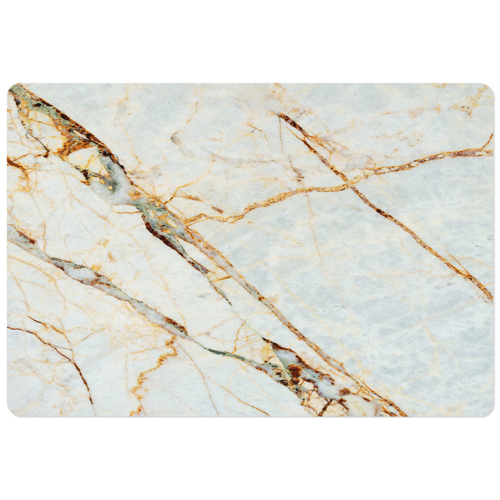 Rectangle pet food mat with marble stone print.