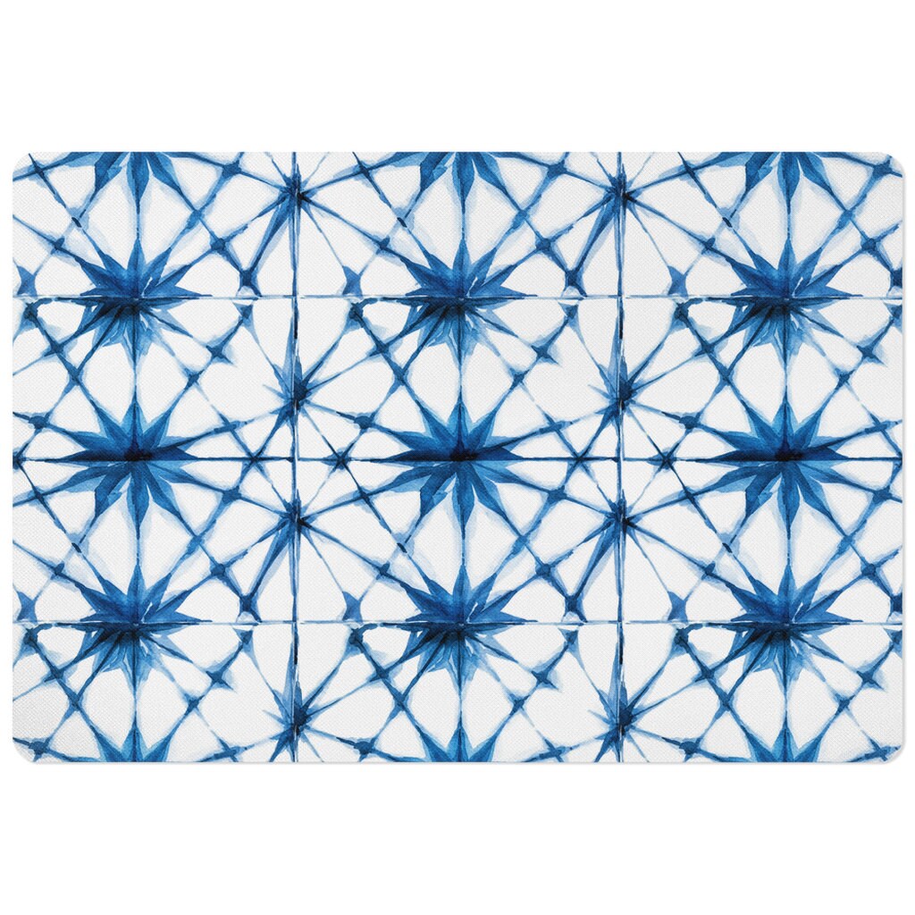 Indigo Blue Shibori Tie Dye Pet Food Place Mat.