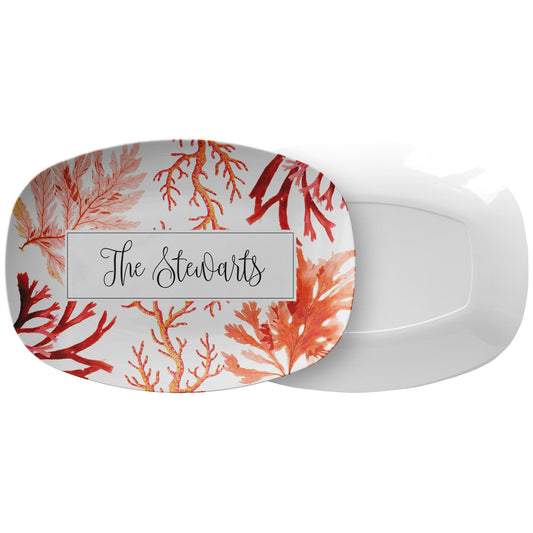 Personalized Serving Platter, Sea Coral, White, Luxury Plastic