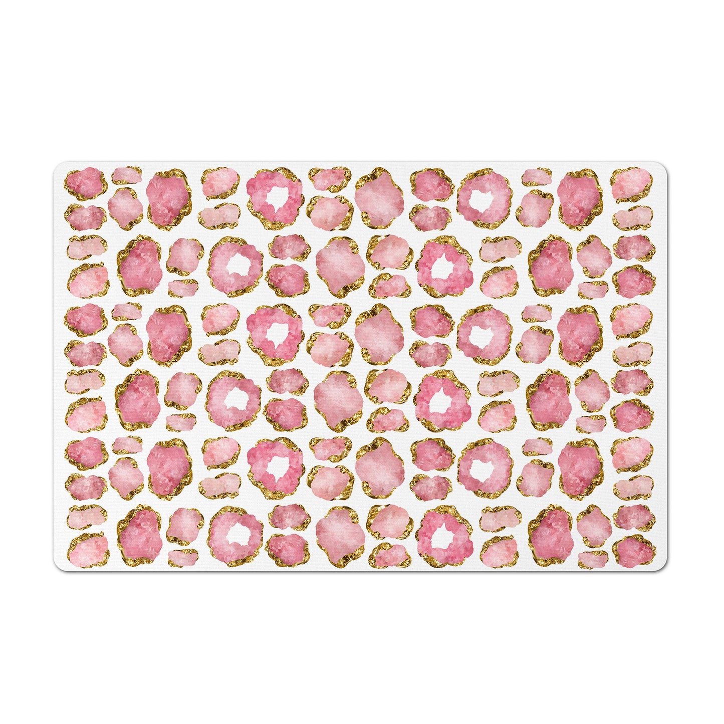 Pet Feeding Mat, Jewel Encrusted, Rose Quartz and Gold