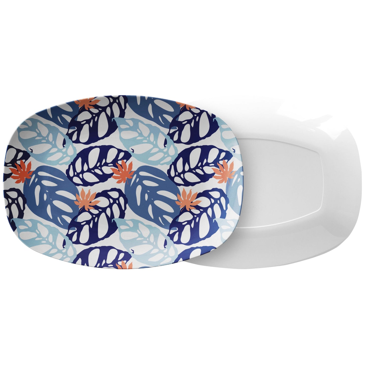 Monstera Leaves Platter, Blue, Luxury Thermosaf Plastic