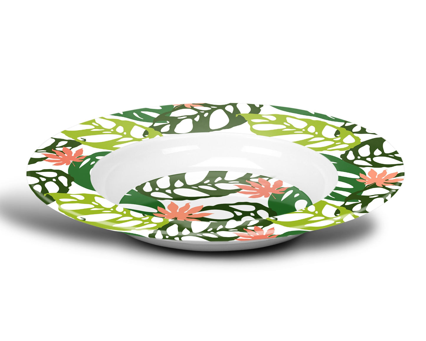 Monstera Leaf Bowls, Green, Luxury Thermosaf Plastic, 8.5", Choose Single or Set