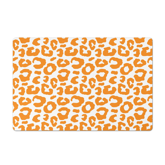 Pet Feeding Mat, Leopard Print, Orange and White