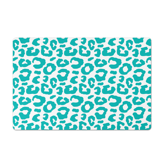 Pet Feeding Mat, Leopard Print, Chic Blue and White