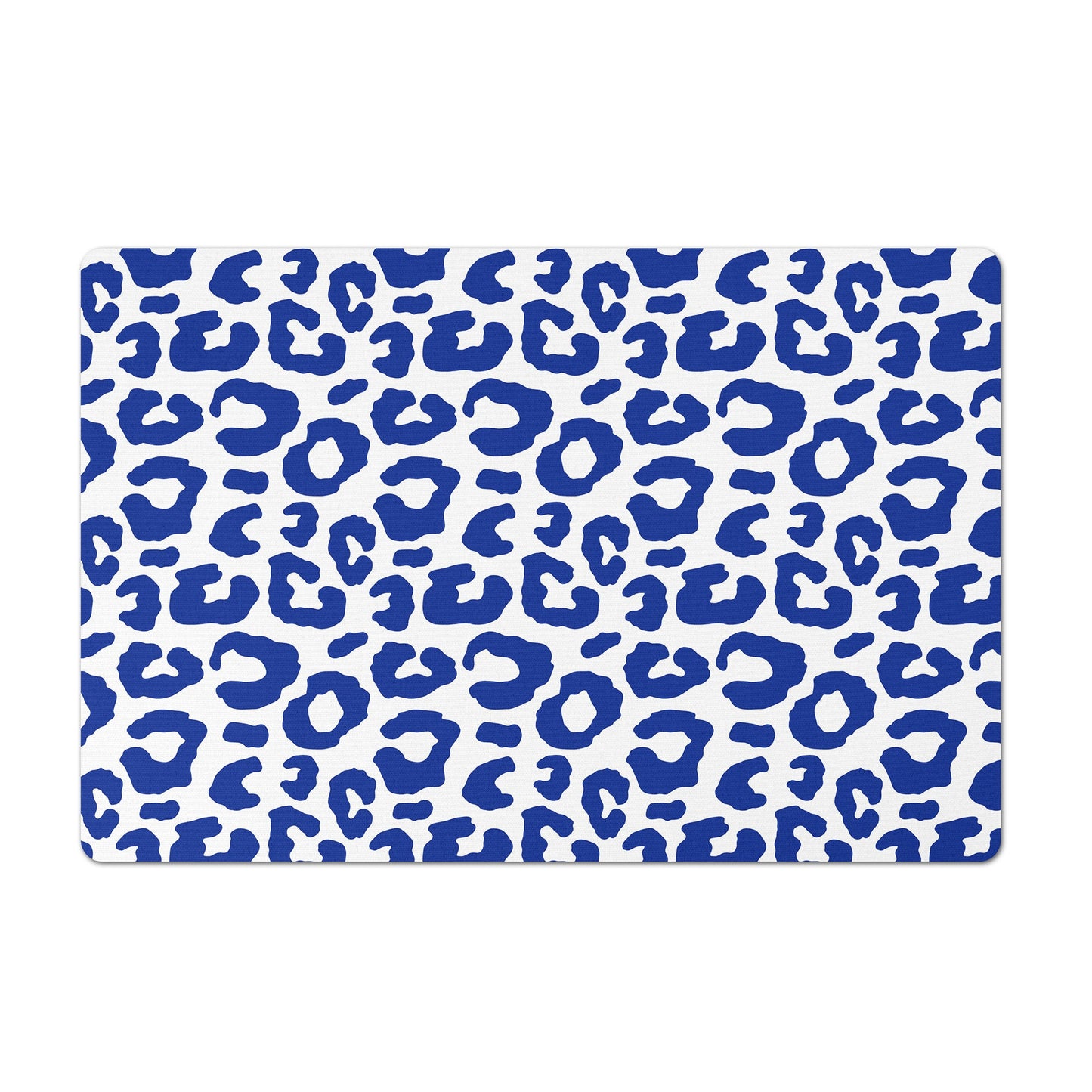 Pet Feeding Mat, Leopard Print, Indigo Navy and White