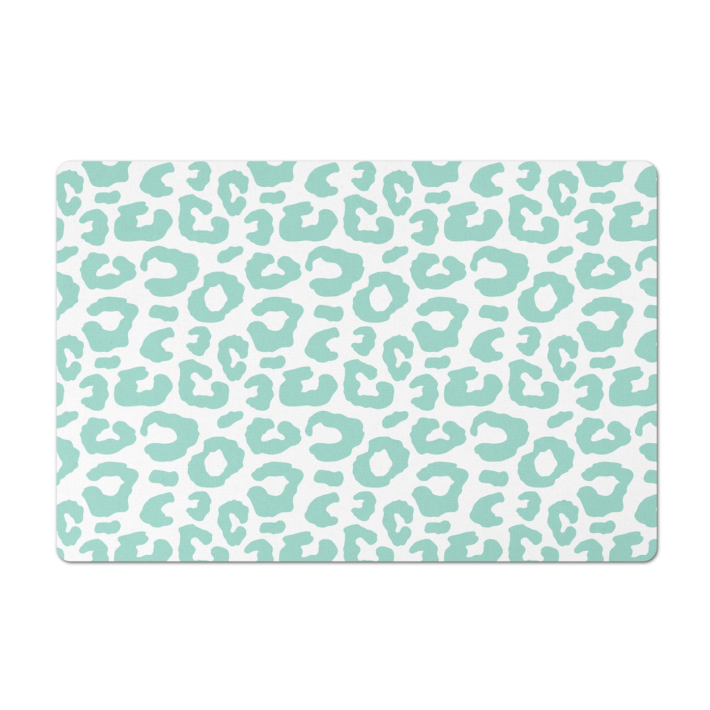 Pet Feeding Mat, Leopard Print, Peppermint and White