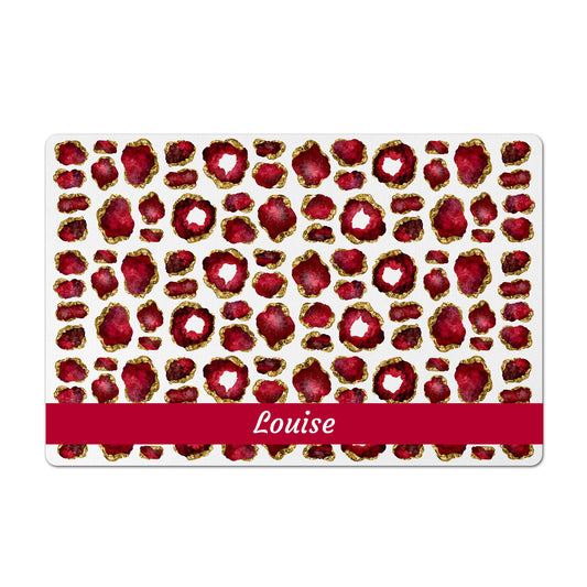 Personalized Pet Feeding Mat, Gemstone Jewel Print, Ruby Red