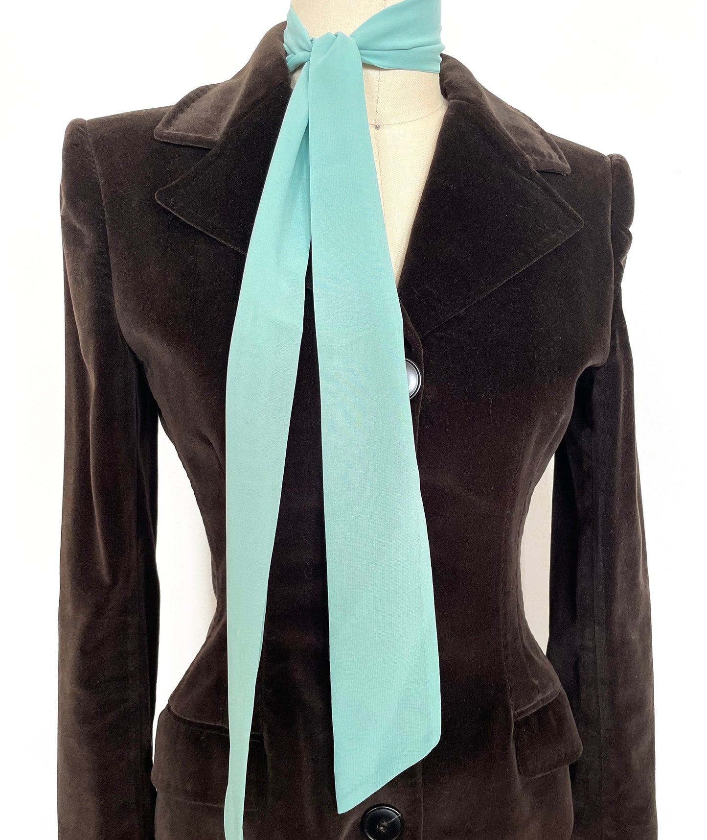 Light Jade Green Long Skinny Scarf, Neck Bow, Neck Tie