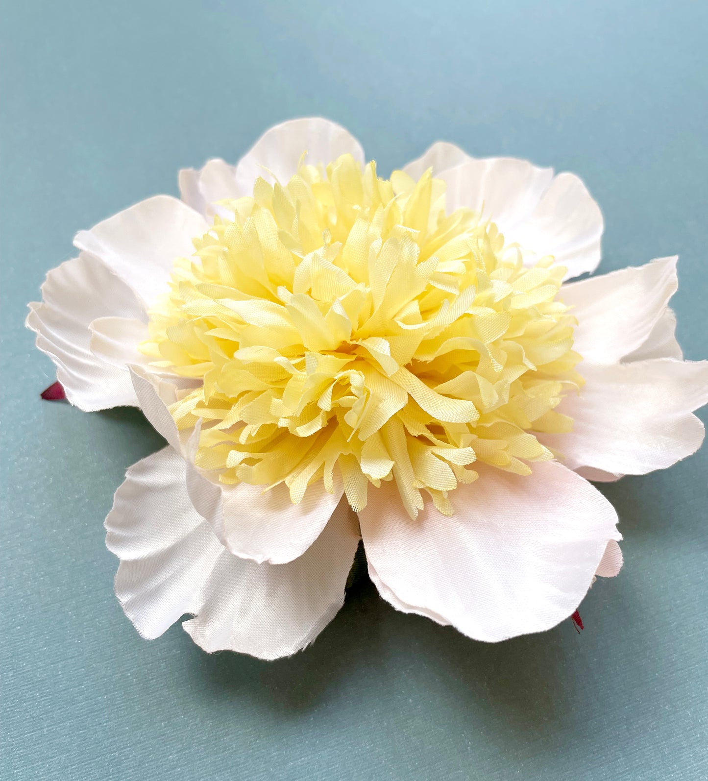 "Bowl of Beauty" Peony Flower Pin Brooch, Pink & Yellow