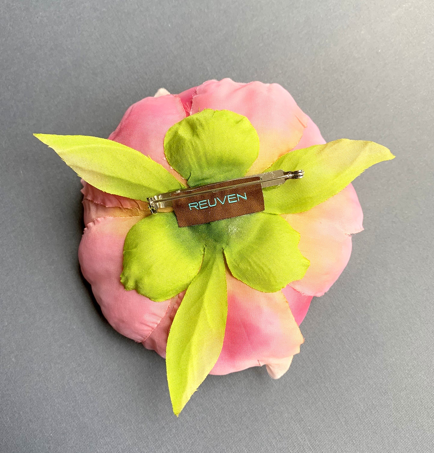 Oversize pink peony flower brooch pin