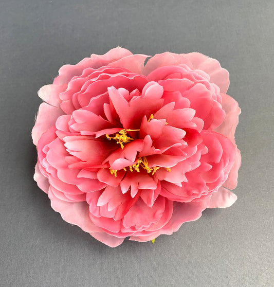 Large Pink Peony Flower Brooch Pin