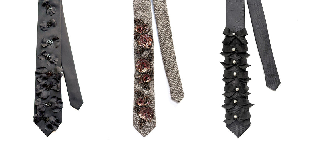 Upcycled Neckties - Hand Embellished & Embroidered