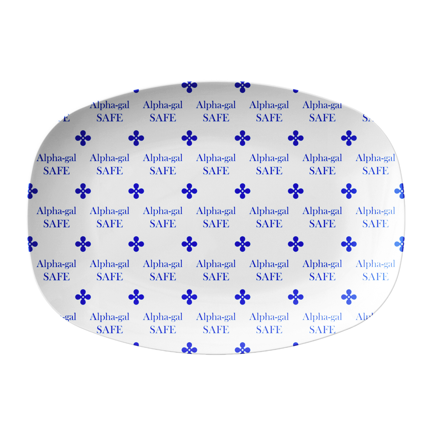 Alpha-gal Safe Labeled Serving Dish Platter in Blue & White